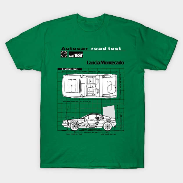 MONTECARLO - road test data T-Shirt by Throwback Motors